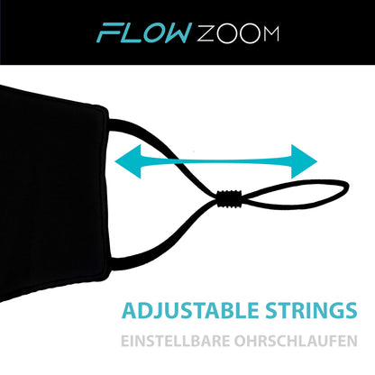 FLOWZOOM Face Mask with Filter Pocket and Adjustable Strings
