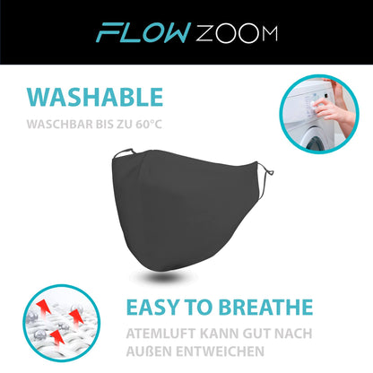 Washable and Easy to Breathe FLOWZOOM Face Mask with Filter Pocket 
